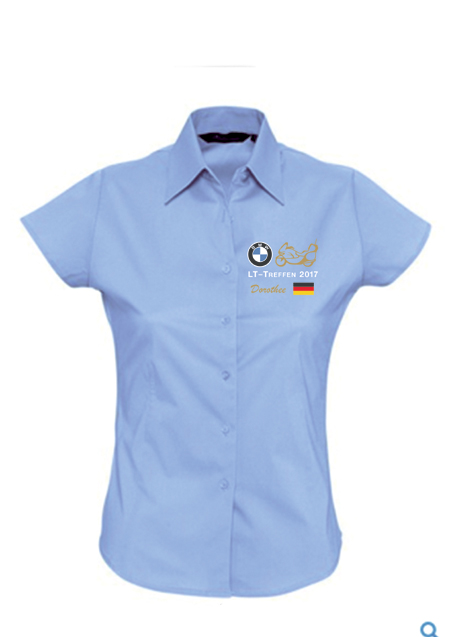 L630	Damen Strech-Kurzarmbluse Excess hellblau